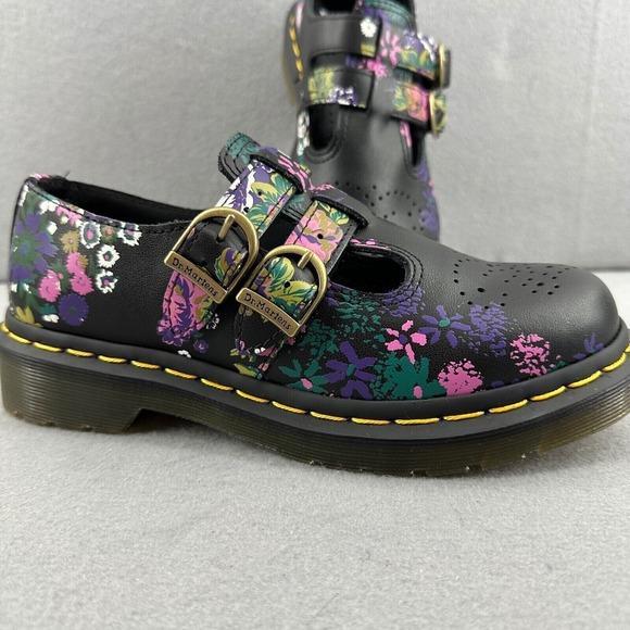 Dr. Martens 8065 Mary Jane Floral Leather Shoes Comfortable Black Size US 5 NWOT - Picture 2 of 16